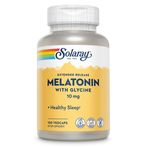 [BRSW2HQRBB7RYH34] SOLARAY Melatonin 10mg with Glycine - Extended Release, Healthy Sleep Aid and Calming Relaxation Support - Lab Verified, Vegan, Gluten Free, 60-Day Guarantee - 100 Servings, 100 VegCaps