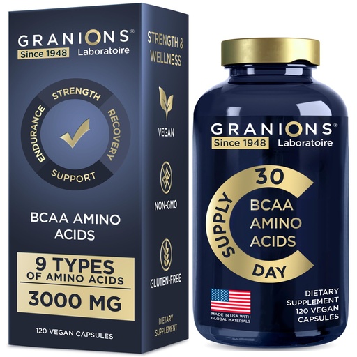 [BRSROZARCIFWMHLH] Essential Amino Acids Supplement for Men & Women - All 9 BCAAs EAA Supplements - Leucine Amino Acid, Lysine, Tryptophan, Advanced Amino Complex for Energy & Muscle Recovery - 120 Vegan BCAA Capsules