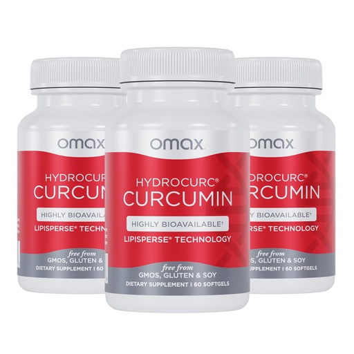 [BRSRMGAEOINWKA3J] Omax3 HydroCurc Turmeric Curcumin Softgels, Highly Bioavailable MCT Oil Nanoparticle for Potency & Absorption, Joint Health,150mg HydroCurc, 180 Softgels (3 Bottles)