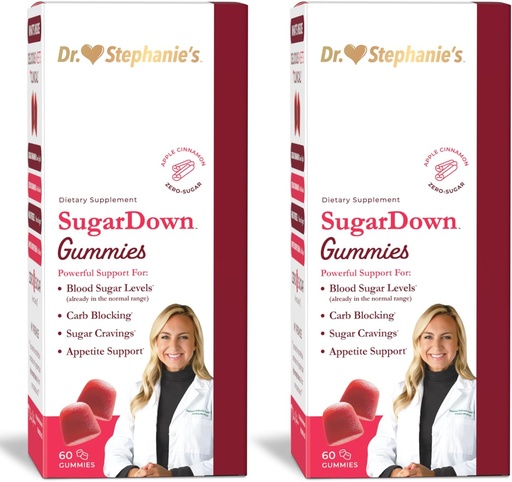 [BRSRMCT5CAORUGQ2] Dr Stephanie's SugarDown Gummies - 2 Pack - Ceylon & Cassia Cinnamon Supplement