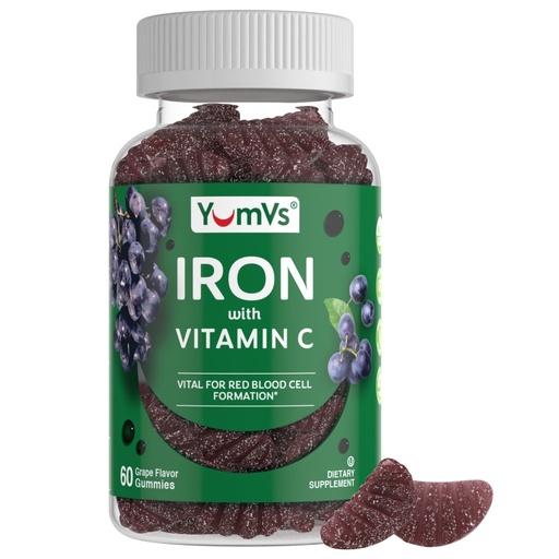 [BRSWIBLZCMGBWCAZ] Iron Gummies Supplement with Vitamin C – 10 mg Iron Supplement – Great-Tasting Gummies Grape Flavor – Supports Immune Health & Helps with Iron Deficiency – Vegan, Kosher, Non-GMO – 60 Count