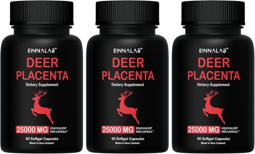[BRSROZD4BYHBQEQ3] 25 000 mg Högsta Deer Placenta Supplement 60 Capsules - Made in New Zealand (Set of 3 Bottles, 180 Capsules)