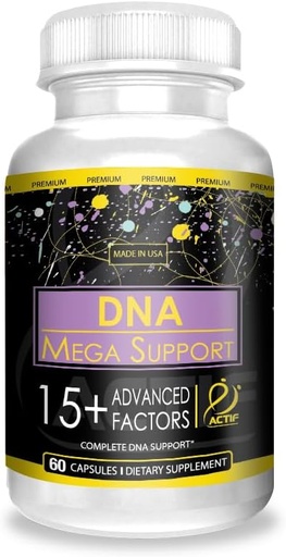 [BRSRAGAKB4OWM3TZ] ACTIF DNA Mega-Unterstützung mit 15+ Advanced Factors - Non-GMO, Fast-Acting, Made in USA, 60 Count