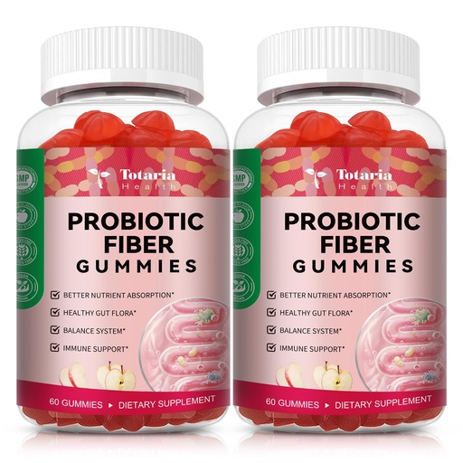 [BRSRAHDRA4IG2YLB] 9-in-1 Probiotic Fiber Gummies for Adults & Teens 16G Fiber per Serving, Psyllium Fiber Supplement with 5 Billion CFU Bacillus Coagulans, Inulin, ACV for Digestive, Gut & Immune Wellness - 2 Bottles