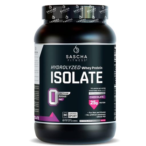 [BRSWKEAGA4NRC33U] SASCHA FITNESS Hydrolyzed Whey Protein Isolate,100% Grass-Fed (2 Pound,Chocolate)