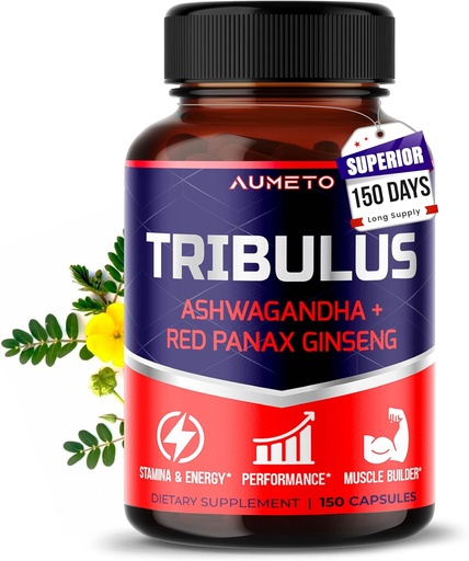 [BRSRMCYRPN4BYGT6] Tribulus Terrestris 98% Saponins - Fórmula 12-en-1 mejorada con Yohimbine, Red Panax Ginseng, Ashwagandha para la energía, resistencia y resistencia* - Hecho en los EE.UU.