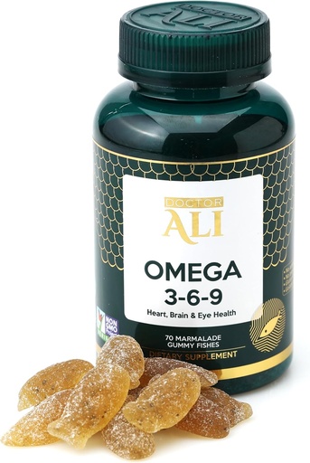 [BRSRAZ36BFYW2DQV] Doctor ALI - Vegan Omega 3-6-9 Gummies | Fish-Free, Non-GMO, Organic Ingredients | Brain, Heart & Vision Support for Adults & Kids | Gelatin-Free | Gluten-Free | 70 Count