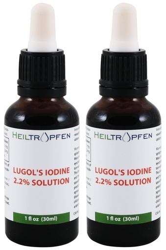 [BRSWGA37CVYWY2DX] 2X 2.2% Lugol's Iodine Solution 2x1 Fl Oz - 2x30 ml | Pharmaceutical Grade Ingredients | Third-Party Tested | Lugols Solution Made with Iodine and Potassium Iodide | Set of Two Bottles | Heiltropfen®