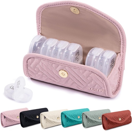 [BRSRAGIDOJ5RMYAV] BAGSFY Weekly Pill Organizer 2 Times bir gün Cute Fabric Pill Case, Tibb Çanta, AM PM Pill Box 7 gün, Pills, Vitaminlər, Balıq Yağları, Təhlükəsizliklər üçün portativ tibbi Travel Case.