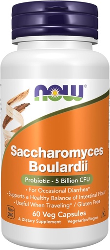 [BRSWIZ32CRYG23D2] NOW Supplements, Saccharomyces Boulardii, 5 Billion CFU Probiotic, 60 Veg Capsules