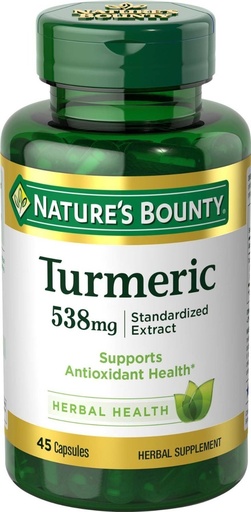 [BRSWKGACBJ5RGGT2] Natures Bounty Turmeric 538 mg Standardized Extract, 45 Count (Pack of 2)