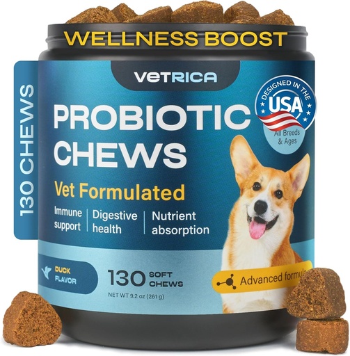 [BRSREGA2AFYQGH3P] Probiotics for Dogs - Dog Probiotic Chews for Digestive and Gut Health, Dental, Immune System Support - Chewable Prebiotic Soft Treats - Wild Yam, Yeast Powder - Diarrhea and Bowel Support Supplement
