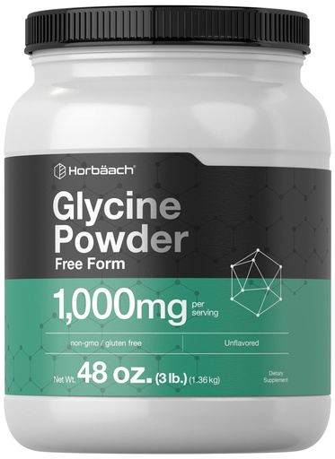 [BRSW2FT5OIHQYAY7] Horbäach Glycine Powder 3 lbs | Free Form Supplement | Unflavored Powder | Vegetarian, Non-GMO, Gluten Free