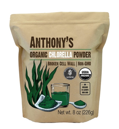 [BRSWG2TRDEHQKDT4] Anthony's Organic Chlorella Powder, 8 oz, Non GMO, Gluten Free, Broken Cell Wall