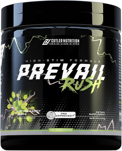 [BRSRMZABDEBGA3Q2] Cutler ernæring høy stimul pre trening pulver preavail Rush preworkout for menn og kvinner for intense pumper energi og fokus med koffein NO3T Betain og Dynamine | Cotton Candy Grape (20 serveringer)