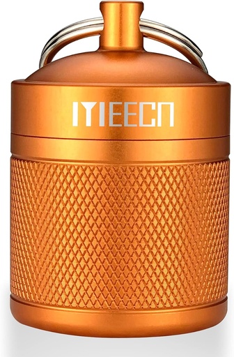 [BRSWGBITOQBWGAI7] Keychain Pill Holder, Box, Aluminum, Waterproof Container, Pill Organizer for Outdoor Travel Camping, Size: 1.6 x 1.6 x 2 in (Orange)
