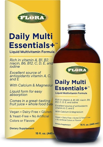 [BRSW2HQRAUNGMAL2] Flora - Daily Multi Essentials+, Liquid Multivitamine Formula, 13 Vitamine esentiale & Minerale, 15 Fl Oz