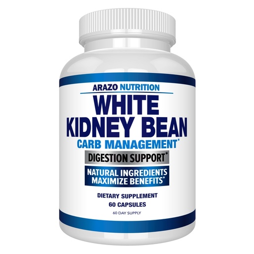 [BRSWKGYGCB5R2C3O] Arazo Nutrition White Kidney Bean Extract - 100% Pure Carb Blocker and Fat Absorber for Weight Support - Intercept Carbs