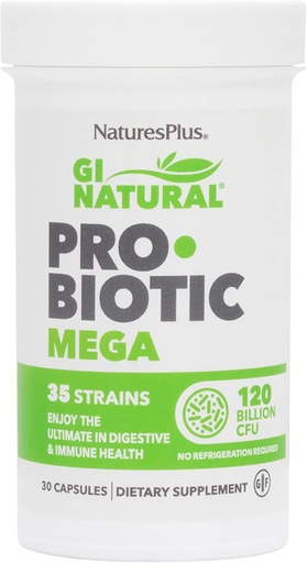 [BRSWGAYLCQHQI3LO] NaturesPlus GI Natural Probiotic Mega - 30 Capsules - Digestive & Immune Health - Gluten Free - 30 Servings