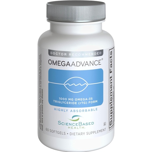 [BRSWIC3YBQHA42LM] ScienceBased Health OmegaAdvance Omega-3 Fish Oil – Triglyceride Form with 1000 mg EPA & DHA – Plus Lutein & Zeaxanthin – Supports Heart, Brain & Eye Health – Lemon Coated – 60 Softgels