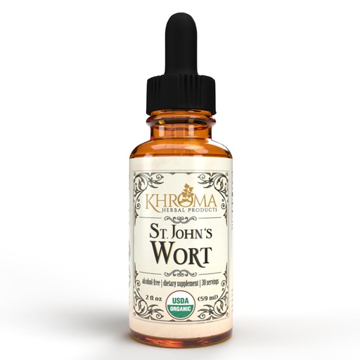 [BRSROGINOUIGEA3L] Organic St John's Wort 30 Servings - 800 MG Per Serving - Khroma Herbal Products - 2 FL OZ - Hypericum Perforatum