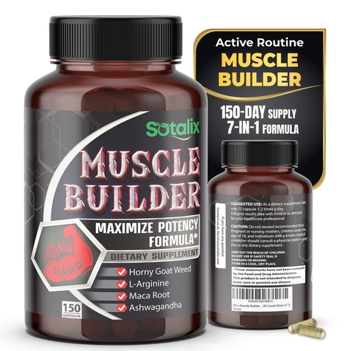 [BRSRMYDQOQFBAA3K] Ultra Muscle Builder Supplement with L-Arginine & Tribulus – Sports Training Support – 150 Capsules (150-Day Supply)