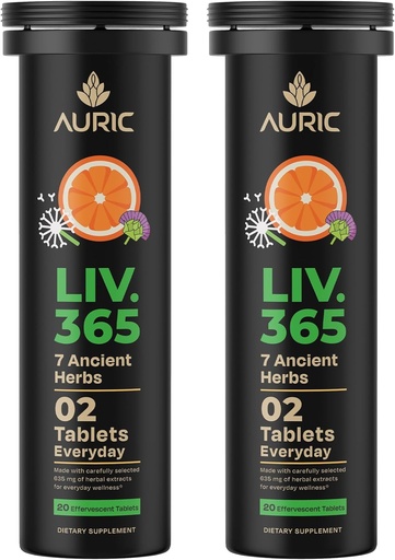 [BRSRAFQLDMBRQ2A7] Auric Herbal Liver Suplemento | Milk Thistle (Silymarin), Turmeric, Garlic, Ginger for Liver Health | Advanced Detox & Cleansing Formula for active Liver | 40 Tablets | Base Gluten-Free