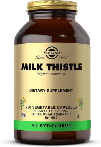 [BRSWIYT3OMABCDQZ] Solgar Milk Thistle - 250 Plantaardige Capsules - Full Potency (FP) - Non-GMO, Veganist, Glutenvrij, Zuivelvrij, Kosjer - 250 porties