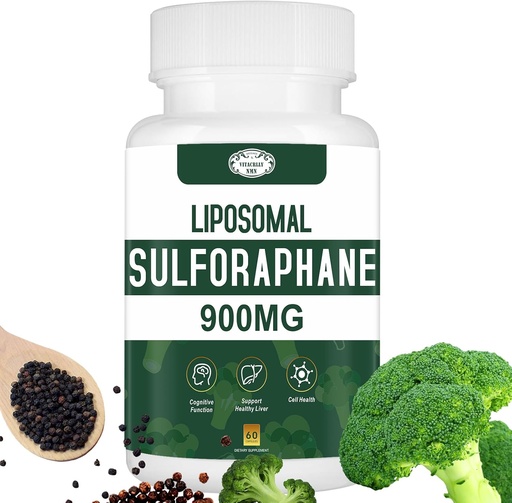 [BRSROAICO4IAMHLZ] 900MG Supplement Sulforaphane lipossomal extrato de brócolis, Suplemento Fígado para Antioxidante, Digestão, Saúde Celular 60 Cápsulas