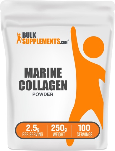 [BRSWKEAGOR5RUELY] BulkSupplements.com Marine Collagen Powder - Marine Collagen Peptides Supplement, for Hair, Skin, & Nails - Hydyrolyzed & Gluten Free, 2.5g per Serving, 250g (8.8 oz) (Pack of 1)