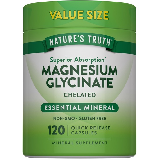 [BRSROHQEPNYB6ETO] Nature's Truth Magnesium Glycinate 200mg | 120 Capsules | High Absorption Chelated Magnesium | Non-GMO & Gluten Free Mineral Supplement