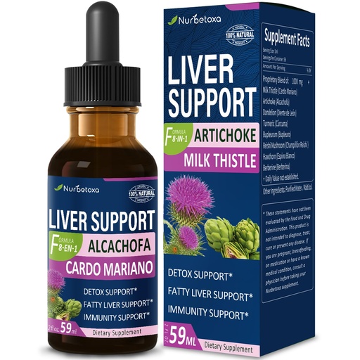 [BRSROFI5AQMRU3TX] Milk Thistle & Artichoke Extract Liver Support Drops for Fatty Liver, Alcachofa, Curcuma y Cardo Mariano para el Higado Graso, Berberina para Bajar de Peso, Liver Detox & Repair Formula.2oz