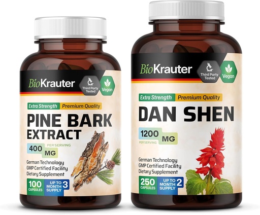 [BRSRAGABOF6RSFYZ] BIO KRAUTER Pine Bark 100 capsules & Dan Shen 100 capsules