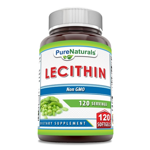 [BRSROBL3O4CBMALG] Pure Naturals Lecithin 1200 mg Softgels Supplement | High Potency | Non-GMO | Gluten Free (120 Count)