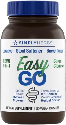 [BRSW2YY6OIMQM3LA] Dr. Schulze 's Easy GO Bowel Mover - Vyhovuje Gentle Laxative, Colon Toner & Stool Softtener CLAS124; 100% Plant Natural Bowel Cleanse - Promotes Regular & Complete Bowel Movements - 50 Count Vegan