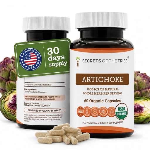 [BRSROC32A4DWCFDV] Secrets of the Tribe Artichoke USDA Organic Capsules | Certified Organic Vegetarian Capsules, Herbal Dietary Supplement | Cynara scolymus Dried Leaf (60 Count)