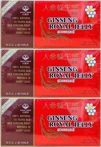 [BRSWY2YFB54GYCLH] 3 Boxes Magic Drop Ginseng Royal Jelly (30 Vials), Total 90 Vials