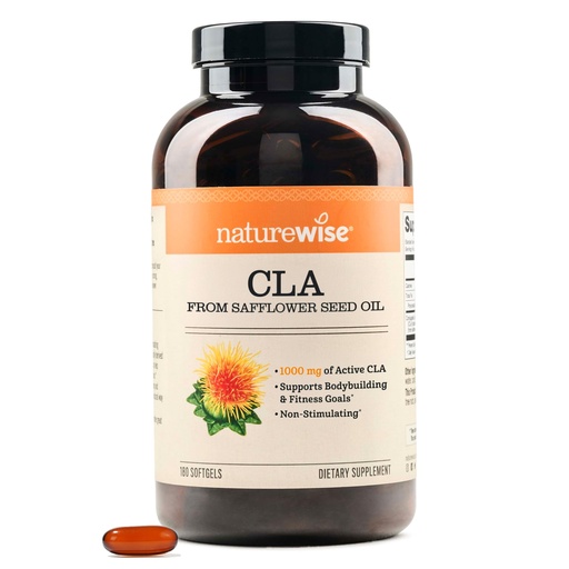 [BRSWIFILPN6BSA3E] NatureWise CLA 1250 - Conjugated Linoleic Acid Supplement for Women and Men, Not Stimulating, Supports Healthy Weight, Fitness Goals - Non-GMO, Gluten Free - 180 Softgels[2-Month Supply]
