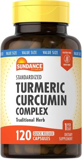 [BRSROA34BF5AA3TJ] Sundance Turmeric Curcumin Complex | 120 Capsules | with Black Pepper Extract | Traditional Herb | Non-GMO and Gluten Free Supplement