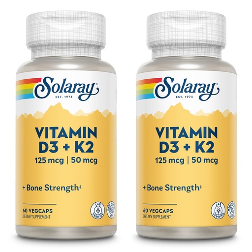 [BRSWKGQ2AUFROFT2] SOLARAY Vitamin D3 + K2, D & K Vitamins for Calcium Absorption and Support for Healthy Cardiovascular System & Arteries, Non-GMO & No Soy