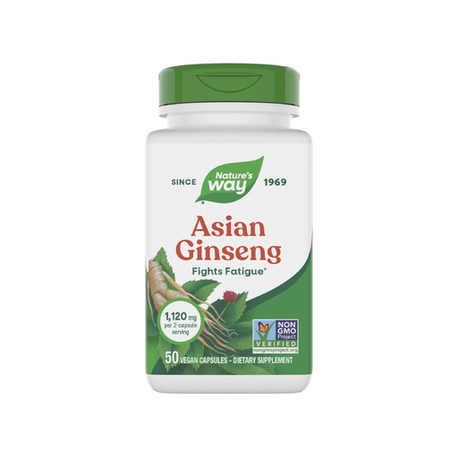 [BRSWIYT7DEAAAYLI] Nature's Way Asian Ginseng, Fights Fatigue*, 1,120mg Per 2-Capsule Serving, Non-GMO Project Verified, Vegan, 50 Capsules (Packaging May Vary)