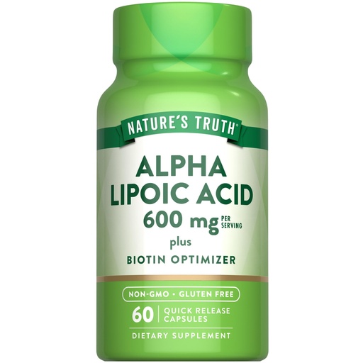 [BRSWICQBBAFGKC3M] Nature's Truth Alpha Lipoic Acid 600mg | plus Biotin Optimizer | 60 Capsules | Non-GMO & Gluten Free Supplement