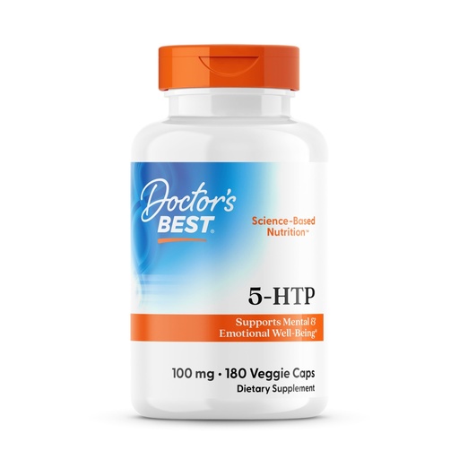 [BRSWIFAOAJ6AMAIZ] Doctors Best 5-HTP 100mg Capsules - Vegan 5HTP Supplement for Women & Men, Supports Mental & Emotional Well-Being for Adults, Non-GMO, Gluten Free, Soy Free - 180 Veg Caps