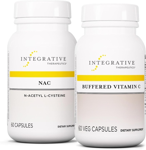 [BRSRAYI3CJ7BMHT3] Integrative Therapeutics Bundle with Buffered Vitamin C Capsules 1,000 mg, 60 Vegan Capsules & NAC, 60 Capsules - Immune Supplement with Antioxidant Support* - Support Respiratory & Lung Function*