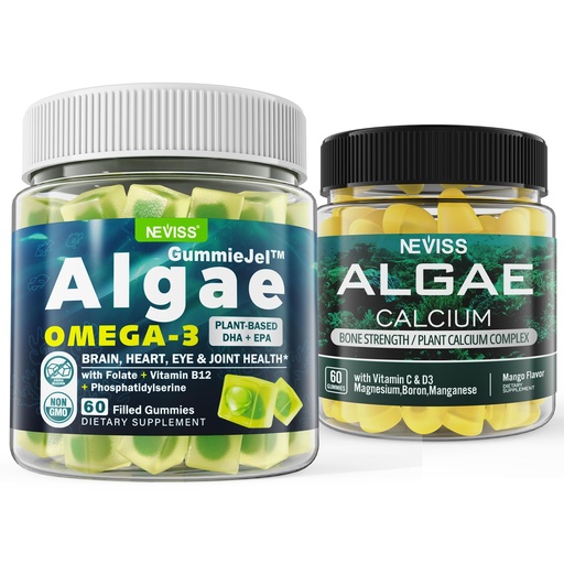 [BRSROCQ5PIGWO3TJ] Algae Omega 3 Gummies + Marine Algae Calcium Gummies Bundle