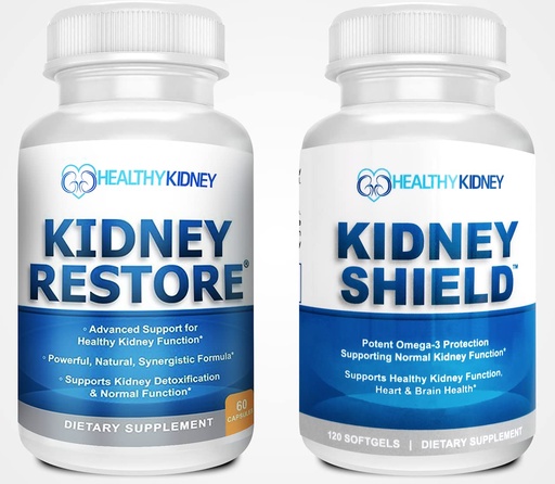 [BRSWYEILBYMQKYDA] Kidney Restore & Kidney Shield 2-Pack Bundle for Kidney Cleanse, Support Kidney Function, Renal Health and More