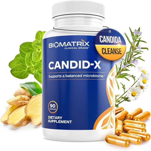 [BRSWGZ37BYCWO2T7] BioMatrix Candid-X Gut Cleanse з Berberine, Орегано, Sodium Caprylate, ромашка, Ginger, PAU D'arco, Зброджувальні добавки для чоловіків і жінок 90 капсули