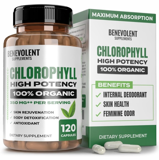 [BRSROC3YPMAQ4AY4] Benevolent Nourishment Chlorophyll Supplement, Detox & Immune Support, Internal Deodorizer, Capsules