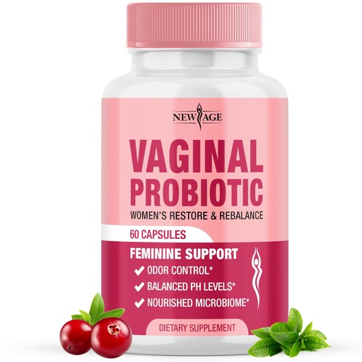 [BRSRAZTROUIAAHQY] NEW AGE Vaginal Probiotics for Women with Prebiotics, Cranberry Extract, and a Lactobacillus Probiotic Blend, Supports Healthy pH Balance, Odor Control, Vaginal Flora - 60 Capsules