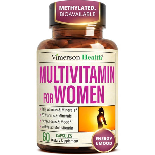 [BRSWKFQBBADAO2TC] Multivitamin for Women with Methylated Vitamins and Chelated Minerals for Energy, Focus and Immune Health – Premium Daily Womens Multivitamins & Multiminerals – 60 Capsules